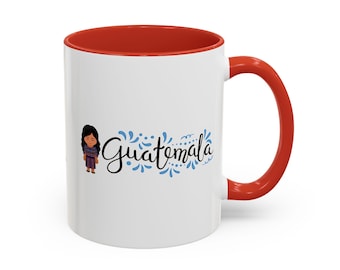Personalized Colorful Guatemala Coffee Mug, Guatemalan Girl Gift, Guate Love Mug, Coffee Lover Gift, Guatemalan Souvenir, Guatemala Gift,
