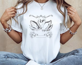 Beautiful Swan Top for Her | Cute Swan Shirt | Lovely Swan Apparel | Classic Coquette Style Top | Perfect Gift for Swan Lovers