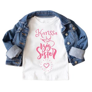 Personalized Custom Name Big Sister Toddler Shirt - Cute Announcement Kids Shirt - Big Sister Gift Tee, - Kids Clothing - Children Pink