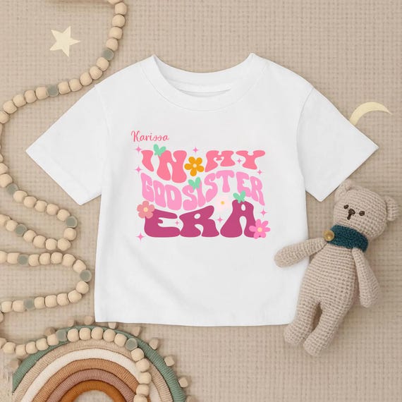 Custom Toddler Short Sleeve Tee - In My Godsister Era | Cute Summer Shirt, Birthday Gift, Playdate Outfit, Kids Fashion, Family Celebration