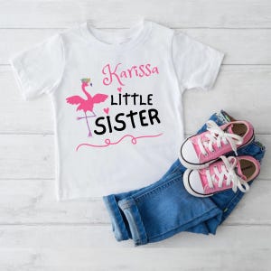 Big Sister Toddler Shirt Cute Announcement Kids Shirt Big Sister Gift Tee, Kids Clothing, Children Pink Flying Flamingo