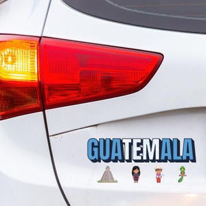 Guatemala Colorful Pyramid Boy Girl Quetzal Kiss-Cut Stickers, Vinyl Car Decal, Central America Love Souvenir, Traveler Gift, Guatemalan