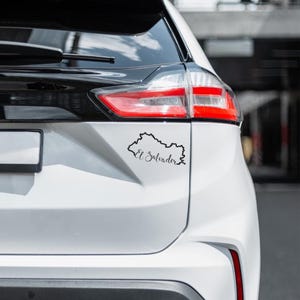Calcomanía para auto con mapa negro de El Salvador, vinilo resistente al agua, transparente, troquelada para exteriores.