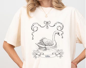 Benutzerdefinierte Swan Theme Shirt, personalisiertes klassisches Coquette Top für Sie, Swan Fashion Tee, stilvolles Damenkleid