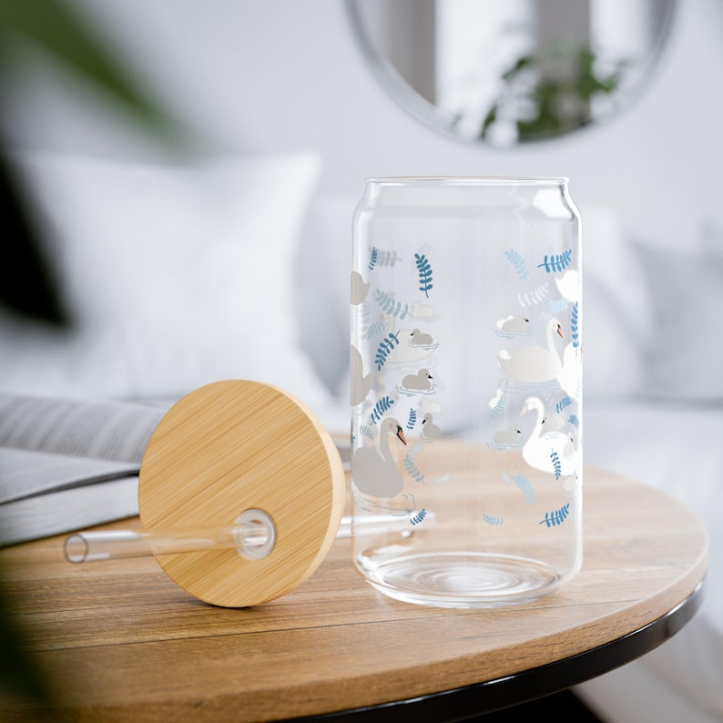Beautiful Swan Charming Sipper Glass | Cute Swan Drinkware | Lovely Swan Home Decor | Classic Style Glass Sipper image 6