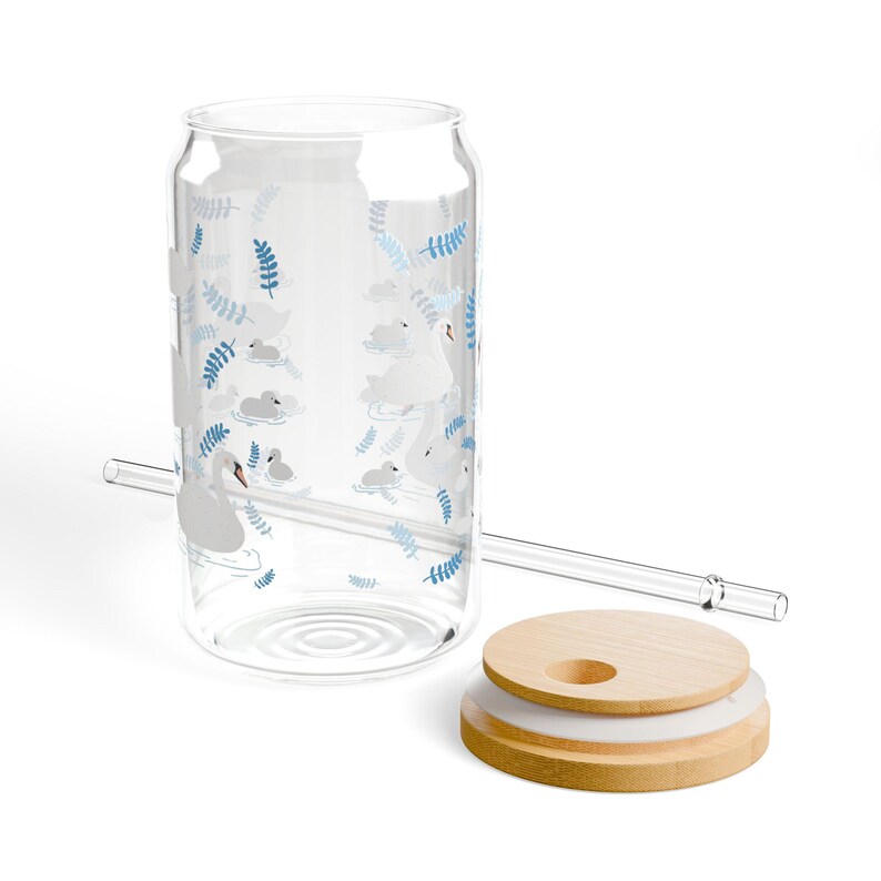 Beautiful Swan Charming Sipper Glass | Cute Swan Drinkware | Lovely Swan Home Decor | Classic Style Glass Sipper image 3