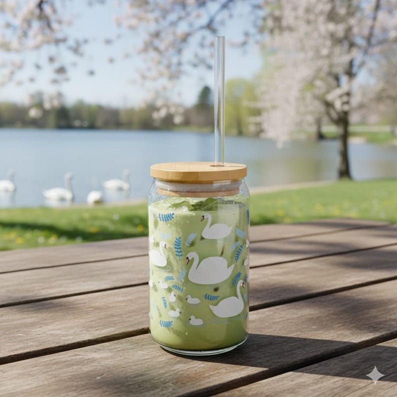 Beautiful Swan Charming Sipper Glass | Cute Swan Drinkware | Lovely Swan Home Decor | Classic Style Glass Sipper image 1