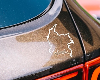 Colombia White Map Decal Car Sticker water resistant vinyl Transparent Outdoor Stickers, Die-Cut