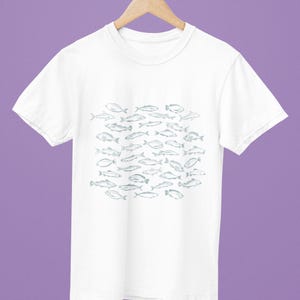 Fish Pattern Cute Fisherman Shirt - Nautical Ocean Lover Angler Apparel, Summer Vibes Tee for Fishing Enthusiasts - Fisherman Aesthetic