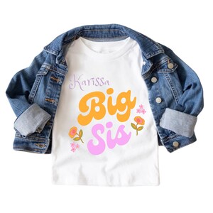 Personalized Big Sister Toddler Shirt – Custom Name Kids Tee, Cute Big Sister Announcement Gift, Children's Clothing, Sibling Reveal Shirt