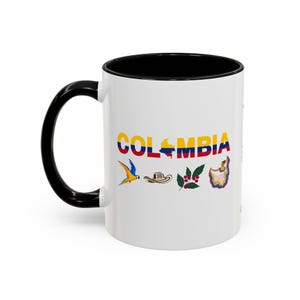Culture colombienne personnalisée personnalisée, tasse en céramique colorée pour les amateurs de café, cadeau pour les colombiens, design colombien unique, tasse colorée