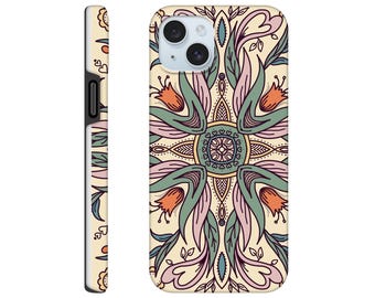 Coque pour portable à motif fleurs folkloriques - Design symétrique | couleurs douces, design original