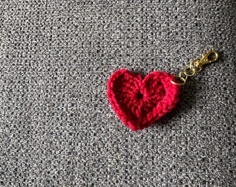 Heart Keychain - Red - Hand Made Crocheted