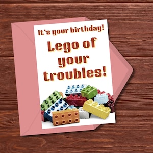 Carte d'anniversaire numérique sur le thème des Lego - Design amusant et coloré - Parfaite pour les amateurs de Lego - Célébrez avec style !