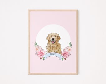 Retrato de mascota personalizado a partir de una foto, arte mural personalizado para mascotas, retrato de perro en acuarela personalizado, impresión digital, regalo conmemorativo para dueños de perros