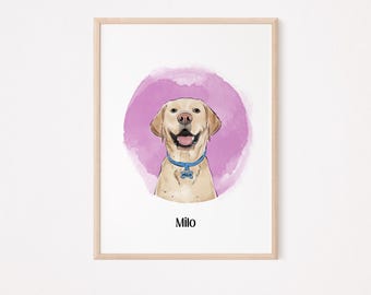 Personalisiertes Aquarell Haustier Portrait, Geschenk für Hundeliebhaber, Hundeportrait vom Foto, Hundeportrait, Tierportrait