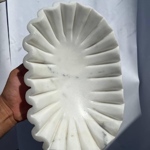 Handcrafted White Marble Petal Bowl: Urli, Serving Dish, Jewelry Display