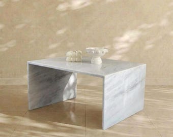 White Marble Coffee Table (47" x 24" Tabletop – 16" Height)