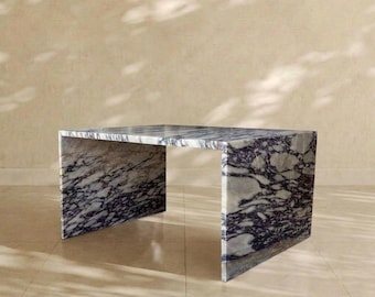 Handmade Calacatta Viola Marble Coffee Table - Luxury Stone Plinth Table 24x40x18