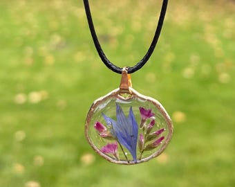 Memorial jewelry, necklace "Wildflower", real flowers, gift for bride, bridesmaid, birthday, Mother's Day, with your own flowers on request