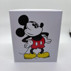 Vintage Walt Disney Classic Mickey Mouse Tissue Box Cover Holder – Square Plastic – Rare Disney Decor