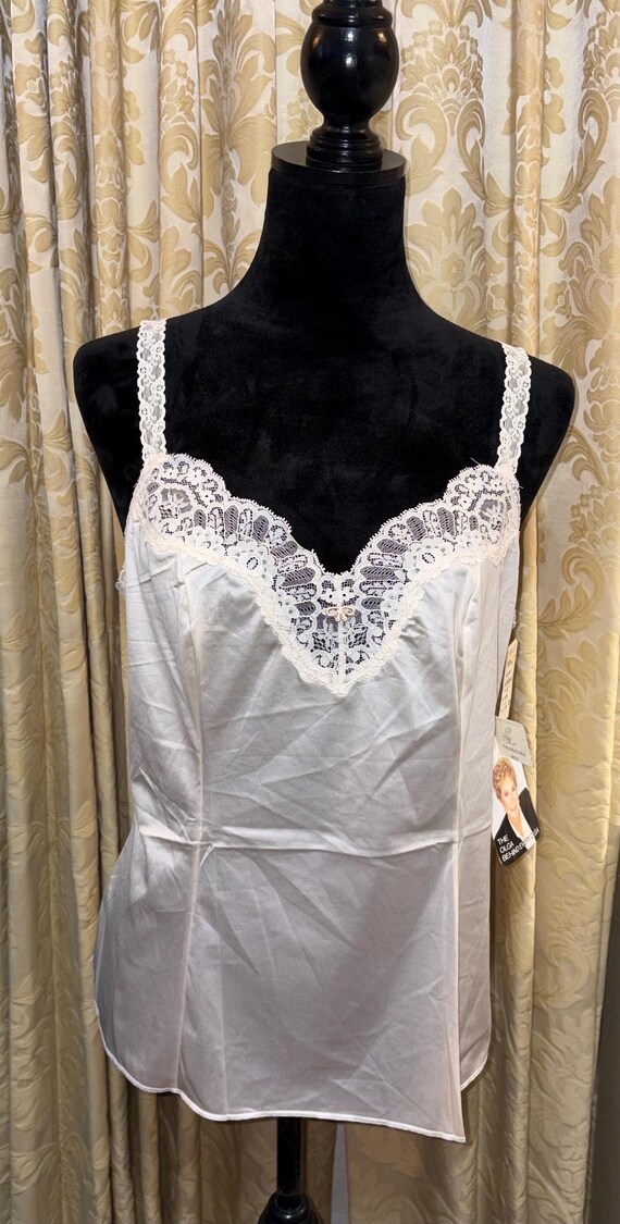 NWT 1980s Vintage Olga Camisole | Deadstock Pale Blush Pink Lace Slip Top | Style 10050 | Size 36 | The Olga Behind Every Olga