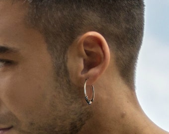 Very large men's earrings hoops, dangling hoop earrings for guys, 925 sterling silver earrings, extremely large wire hoop earrings 559G