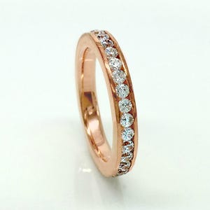 CZ Diamond Eternity Band Rose Gold Plated White Diamond Cubic Zirconia Stack Ring Stacking Ring Anniversary 301C Sterling Silver image 4