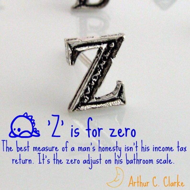 Love letters, sterling silver stud earring, alphabet letter Z, initials stud earrings, party favors, letter Z image 2