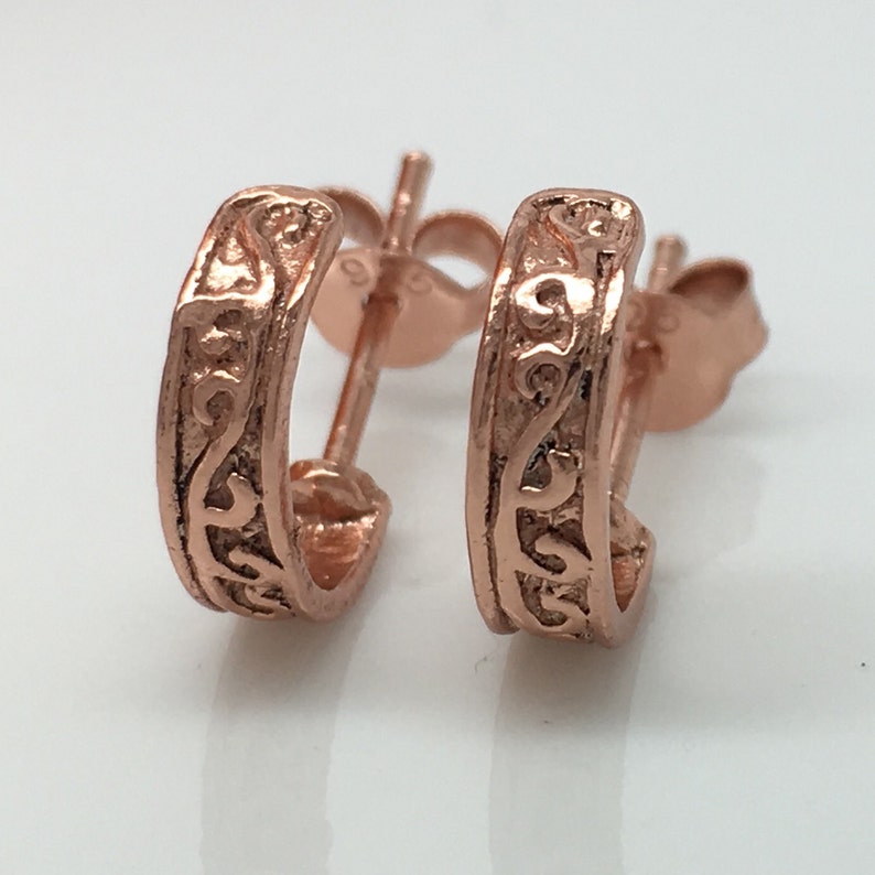 Half Hoop Earring Rose Gold Hoop Men's Hoop Earrings Etsy