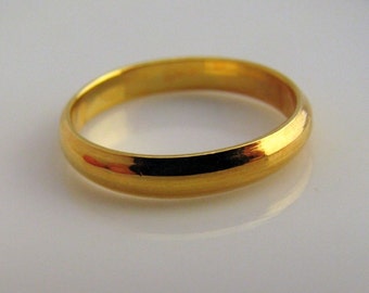 Promotion - Gold Plated Over Brass Wedding Ring - Engagement Ring - Half Circle Domed Band - Gold Plated Over Brass (392 390)