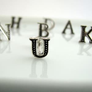 Men&#39;s stud earrings, alphabet letter U stud earring, silver stud earrings, initials stud earrings, earrings for men, letter stud earrings, U