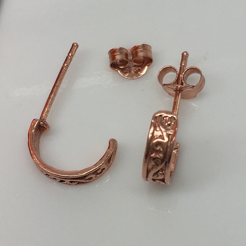 Half Hoop Earring Rose Gold Hoop Men's Hoop Earrings Etsy