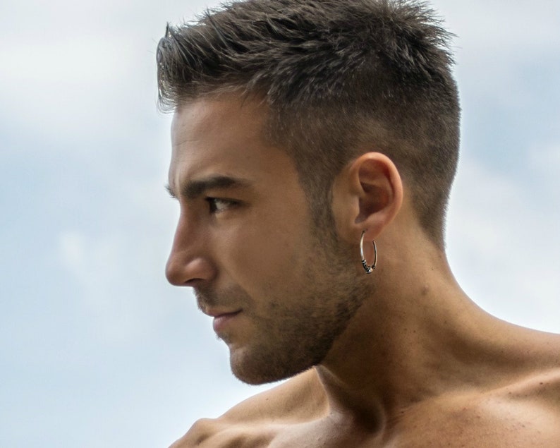 Very Large Men's Earrings Hoops, Dangling Hoop Earrings for Guys, 925
