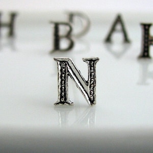 Silver initial stud earrings, alphabet earring post, sterling silver, 925 sterling silver posts, monogram earrings, initial earrings, N