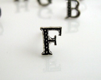 Men's stud earrings, alphabet letter F stud earring, silver stud earrings, initials stud earrings, earrings for men, letter stud earrings, F