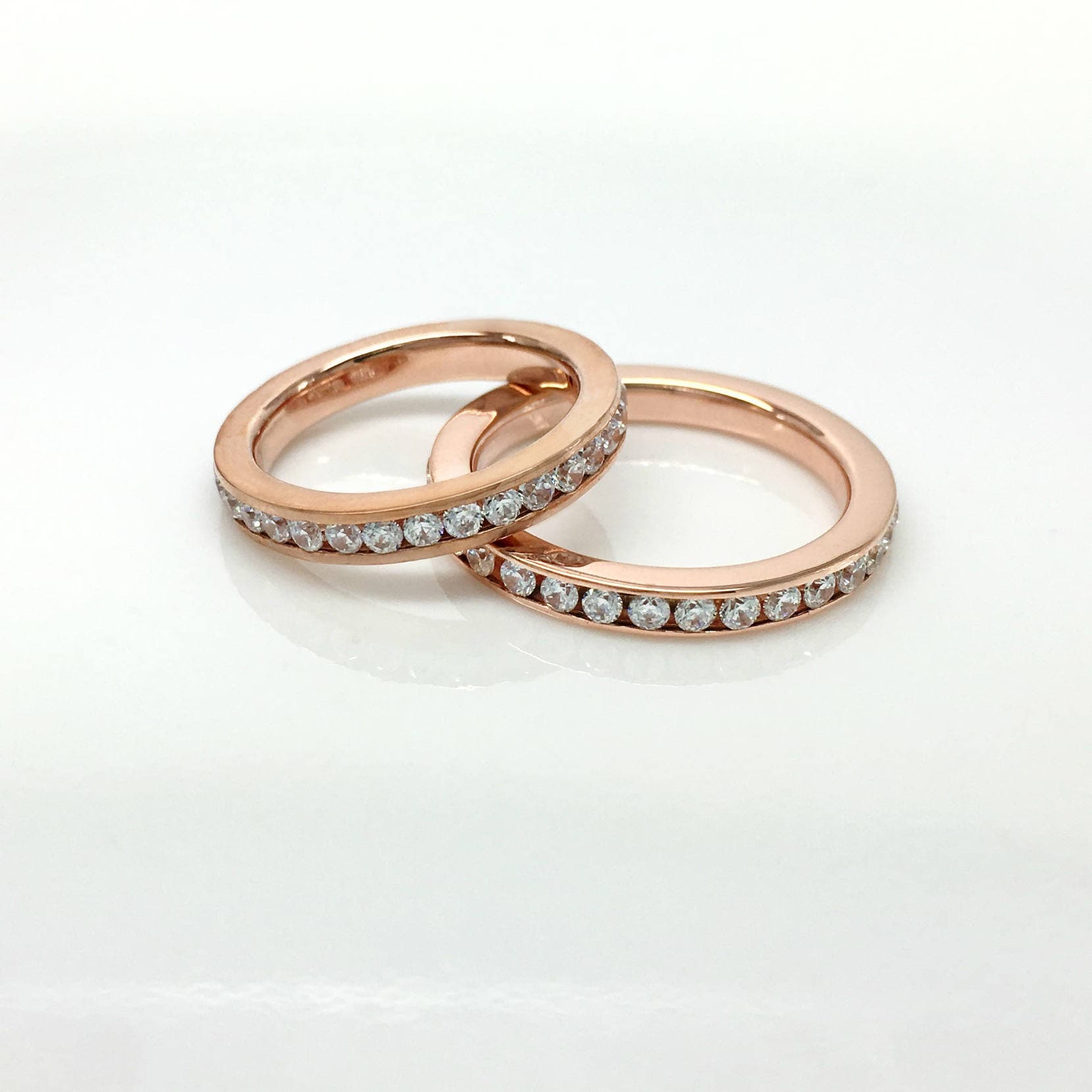 CZ Diamond Eternity Band Rose Gold Plated - White Diamond Cubic ...