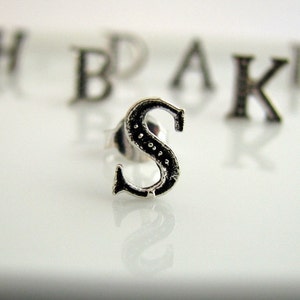 Stud earrings, letter S stud earrings sterling silver, stud earring set, silver stud earrings, small stud earrings, S