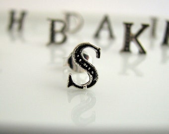 Stud earrings, letter S stud earrings sterling silver, stud earring set, silver stud earrings, small stud earrings, S