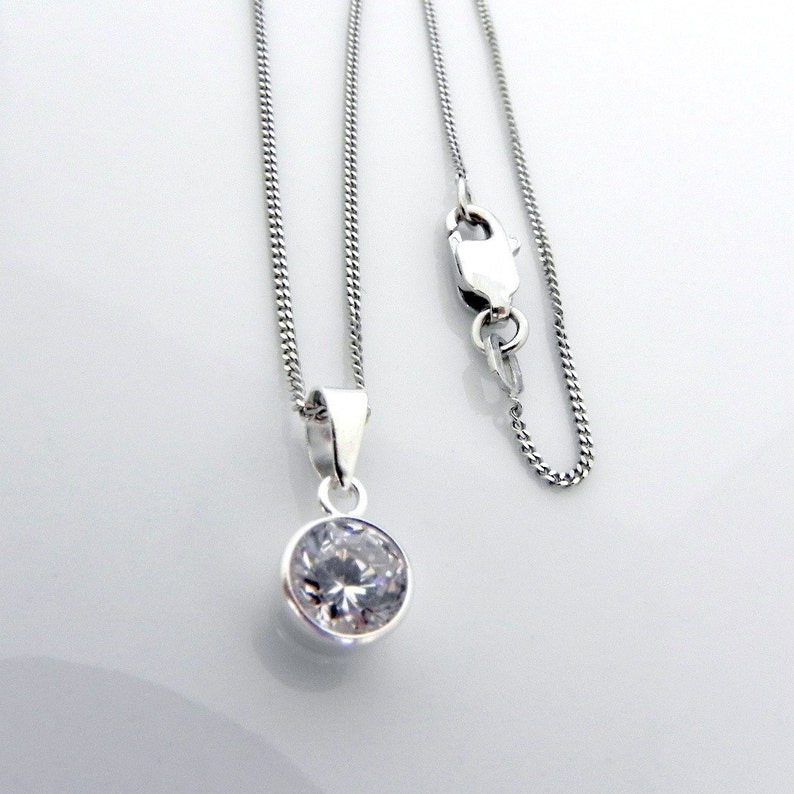 Promotion 1 Carat Size Diamond Pendant Necklace 925 Sterling Silver