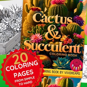 Cactus & Succulent: A Digital Coloring Book for Nature Lovers | Adult Coloring book | Trendy | Procreate | Digital Coloring book |Coloring
