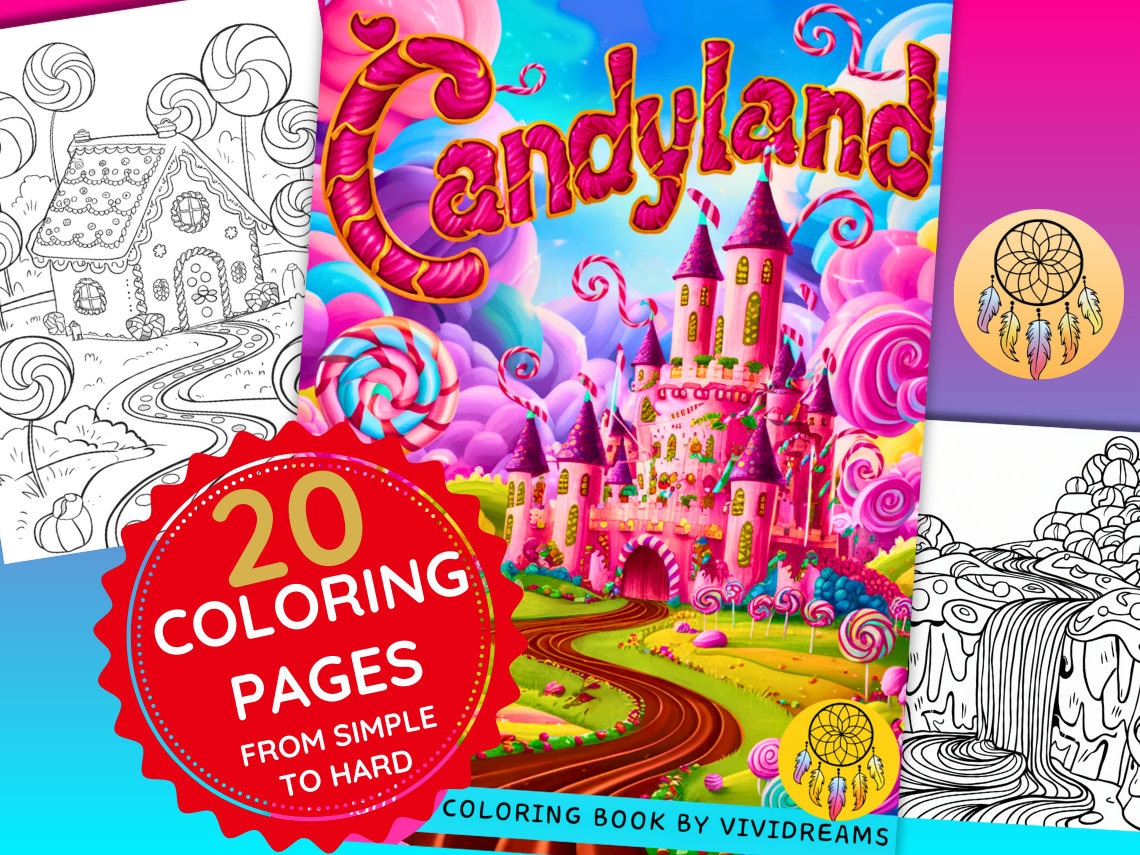 Candyland Libro de Colorear Digital para Adultos y Adolescentes | Estilo Girly, Procreate e Imprimible