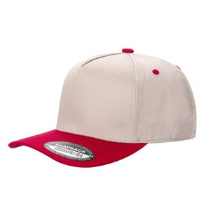 Bulk Red/Tan 2-tone Canvas Hat - 5 Panel Canvas, snap closure