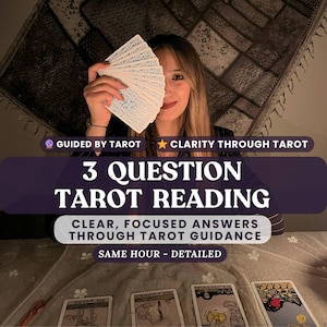 Lectura de 3 preguntas + información psíquica, lectura de tarot a la misma hora, lectura psíquica, lectura del amor, adivina, lectura detallada del tarot