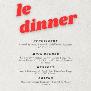 Modne menu w stylu vintage | Niestandardowy szablon na przyjęcia obiadowe, menu drinków, wydarzenia specjalne.