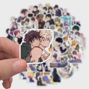 BL Anime Couple 100  Stickers | Yaoi Duo Vinyl Pack | Yuri on Ice, Banana Fish, MHA, Given, Doukyuusei Ships | Waterproof Aesthetic Stickers
