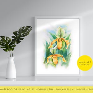 Amarillo de Krabi: acuarela, hecho a mano, postal, amante de la acuarela, flor, orquídea, naturaleza, hermoso, recuerdo, Krabi, Tailandia