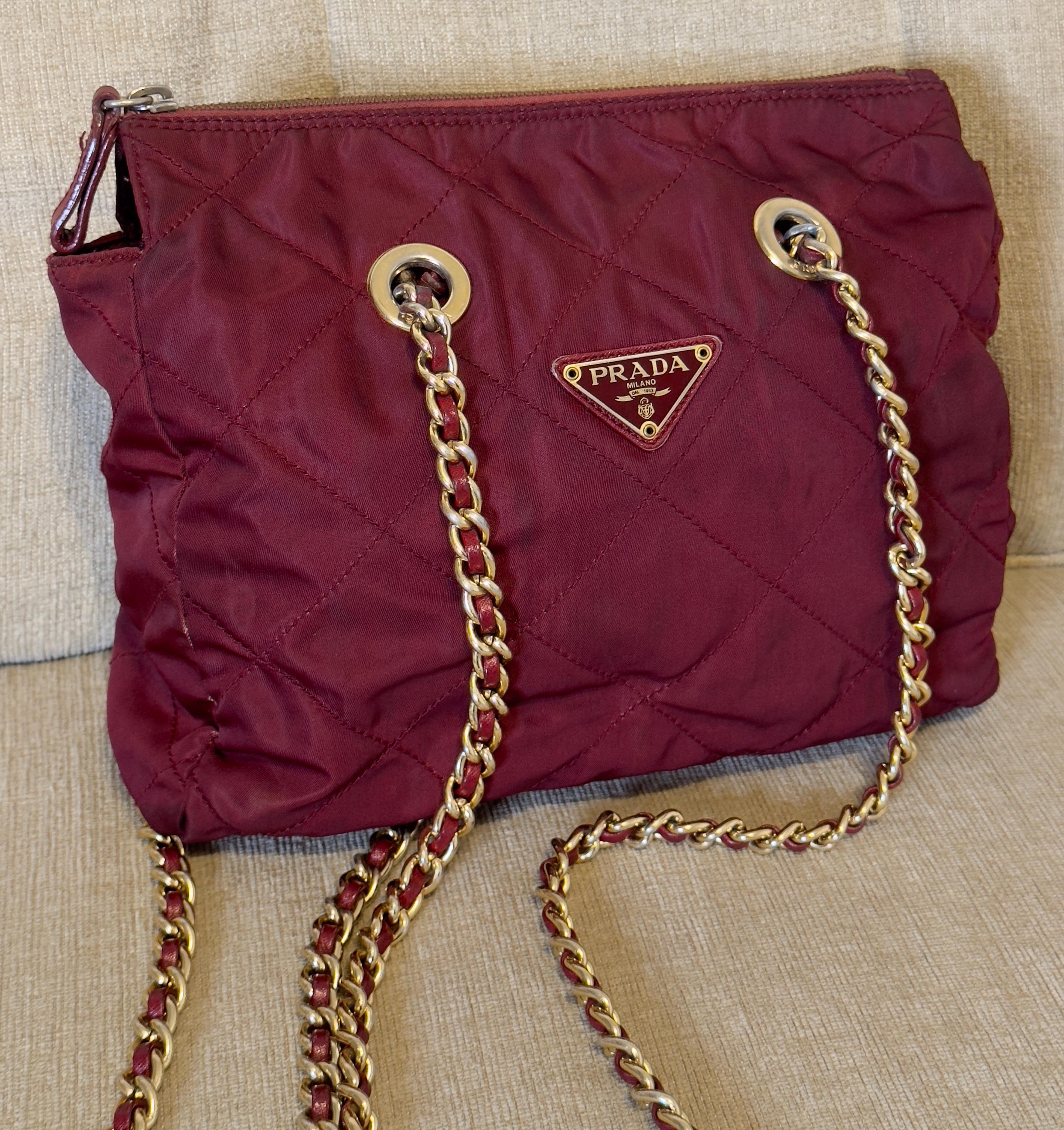 PRADA NYLON shoulder bag with chain