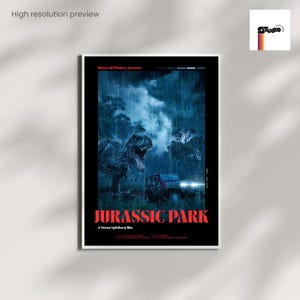JURASSIC PARK POSTER, Dinosaur Wall Art, Minimalist Movie Print, Mid Century Modern, Prehistoric Art, Retro Film Poster, Wall Decor