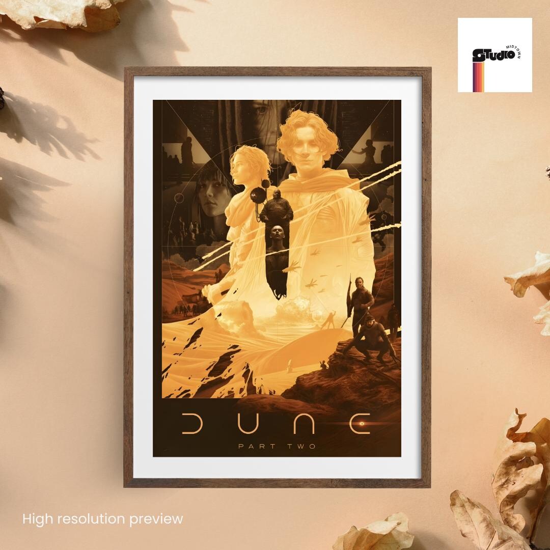 DUNE PART TWO Poster Sci Fi Movie Print Minimalist Dune Wall Art ...